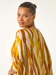 Alaranjado - Blusa Abstrata Roman com Botões - Imagem 1 de 5