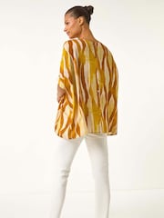 Alaranjado - Blusa Abstrata Roman com Botões - Imagem 3 de 5