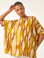 Alaranjado - Blusa Abstrata Roman com Botões - Imagem 4 de 5