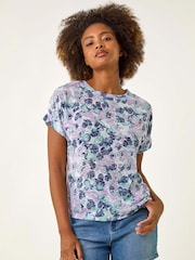 Roman Purple Burnout Print T-Shirt - Image 1 of 5