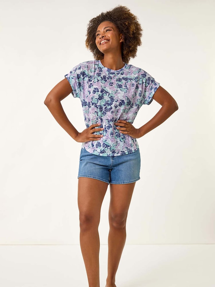 Roman Purple Burnout Print T-Shirt - Image 2 of 5 Roman Purple Burnout Print T-Shirt - Image 2 of 5