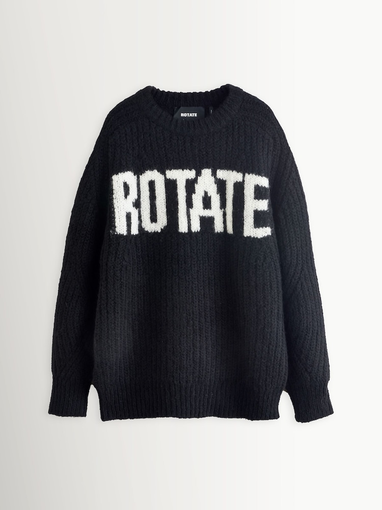 Rotate Black Knitted Logo Sweater - Image 2 of 3 Rotate Black Knitted Logo Sweater - Image 2 of 3