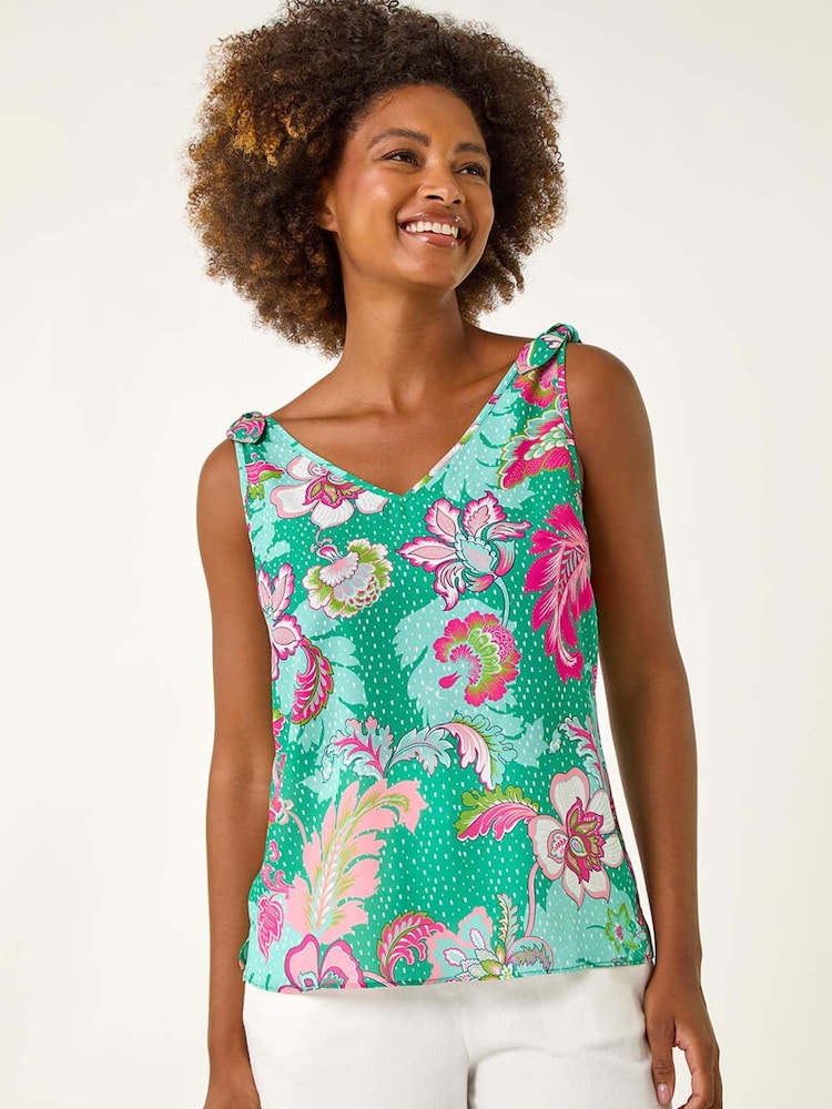Roman Green Floral Spot Printed Camisole Top - Image 2 of 5