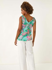 Roman Green Floral Spot Printed Camisole Top - Image 3 of 5