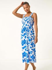 Vestido midi franzido com estampa floral romana - Imagem 2 de 5