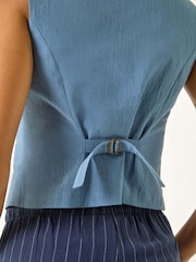 Roman Blue V-Neck Button Through Waistcoat - Image 5 of 5