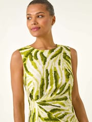 Roman Green Abstract Side Pleat Midi Dress - Image 4 of 5