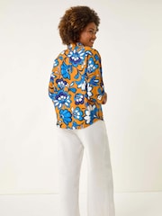 Blusa com botões e estampa floral romana - Imagem 3 de 5