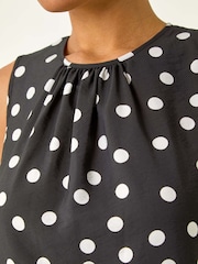 Roman Black Spot Print Tie Detail Vest Top - Image 5 of 5