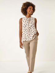 Roman Natural Spot Print Tie Detail Vest Top - Image 1 of 5