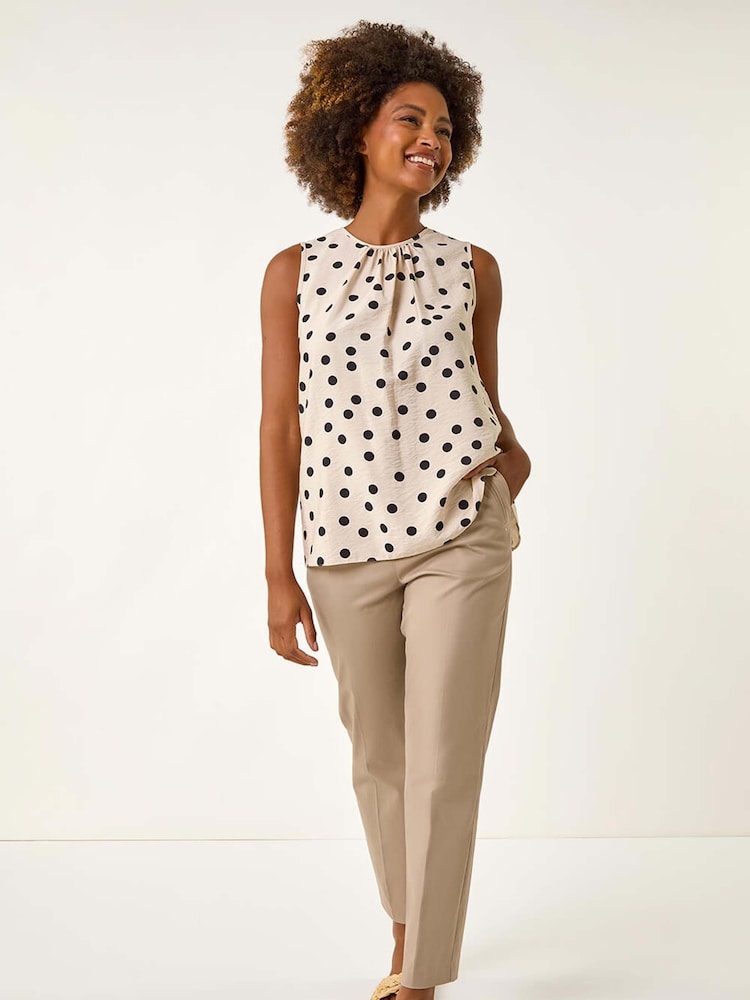 Roman Natural Spot Print Tie Detail Vest Top - Image 1 of 5