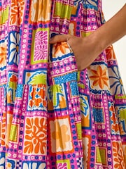 Roman Pink Tiled Tiered Frill Smock Dress - Image 5 of 5