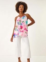Roman Floral Print Watercolour Chiffon Camisole Top - Imagem 2 de 5