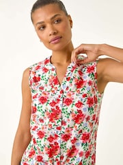Roman Floral Print Tie Front Blouse - Imagem 1 de 5
