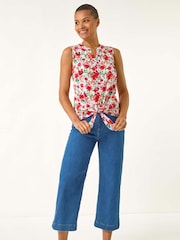 Roman Floral Print Tie Front Blouse - Imagem 2 de 5