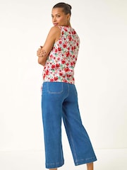 Roman Floral Print Tie Front Blouse - Imagem 3 de 5