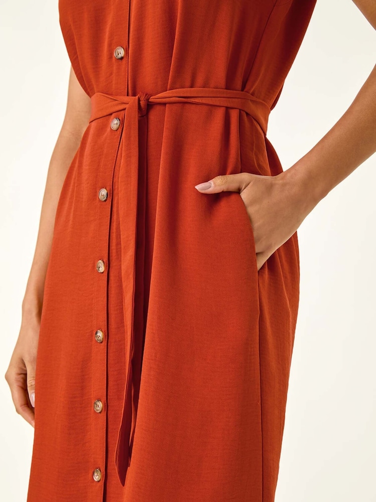 Roman Orange Utility Midi Shirt Dress - Image 5 of 5