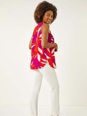 Roman Floral Print Pleat Front Vest Top - Imagem 3 de 5