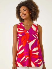 Roman Floral Print Pleat Front Vest Top - Imagem 4 de 5