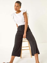 Roman Black Jersey Cargo Culotte Trousers - Image 1 of 5