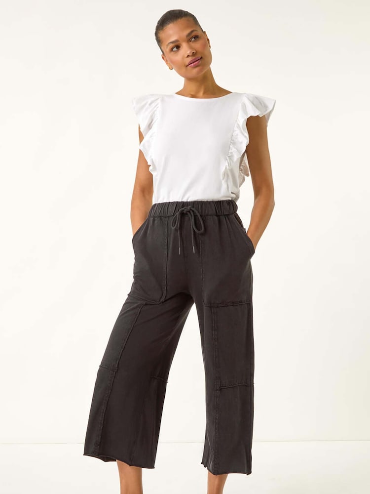 Roman Black Jersey Cargo Culotte Trousers - Image 2 of 5