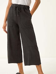 Roman Black Jersey Cargo Culotte Trousers - Image 4 of 5