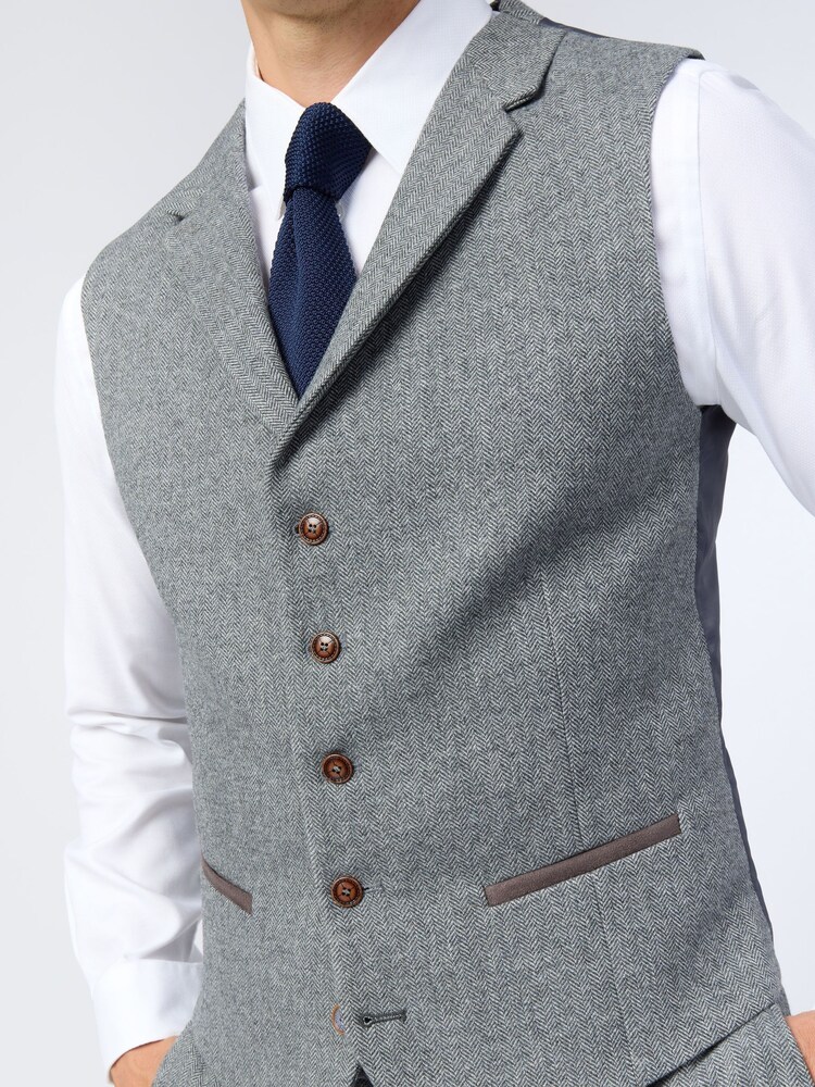 Antique Rogue Grey Herringbone Tweed Waistcoat - Image 2 of 2