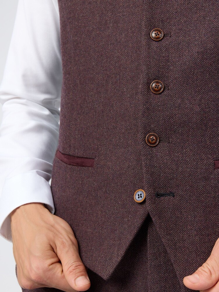 Antique Rogue Red Herringbone Tweed Waistcoat - Image 2 of 2 Antique Rogue Red Herringbone Tweed Waistcoat - Image 2 of 2