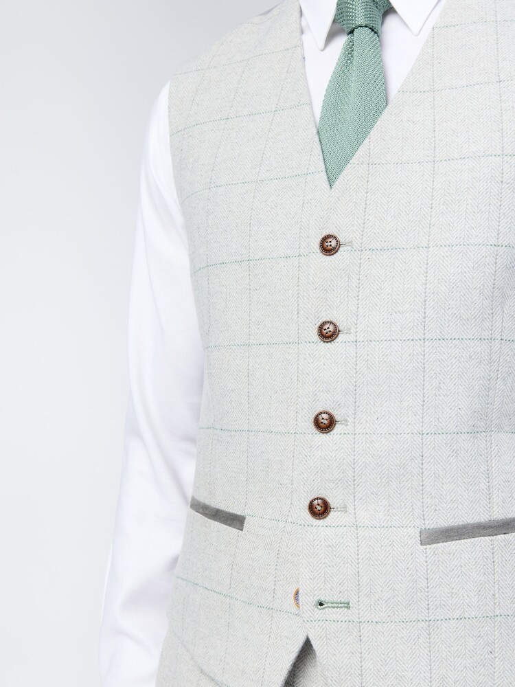 Antique Rogue Natural Alva Check Tweed Waistcoat - Image 2 of 2 Antique Rogue Natural Alva Check Tweed Waistcoat - Image 2 of 2