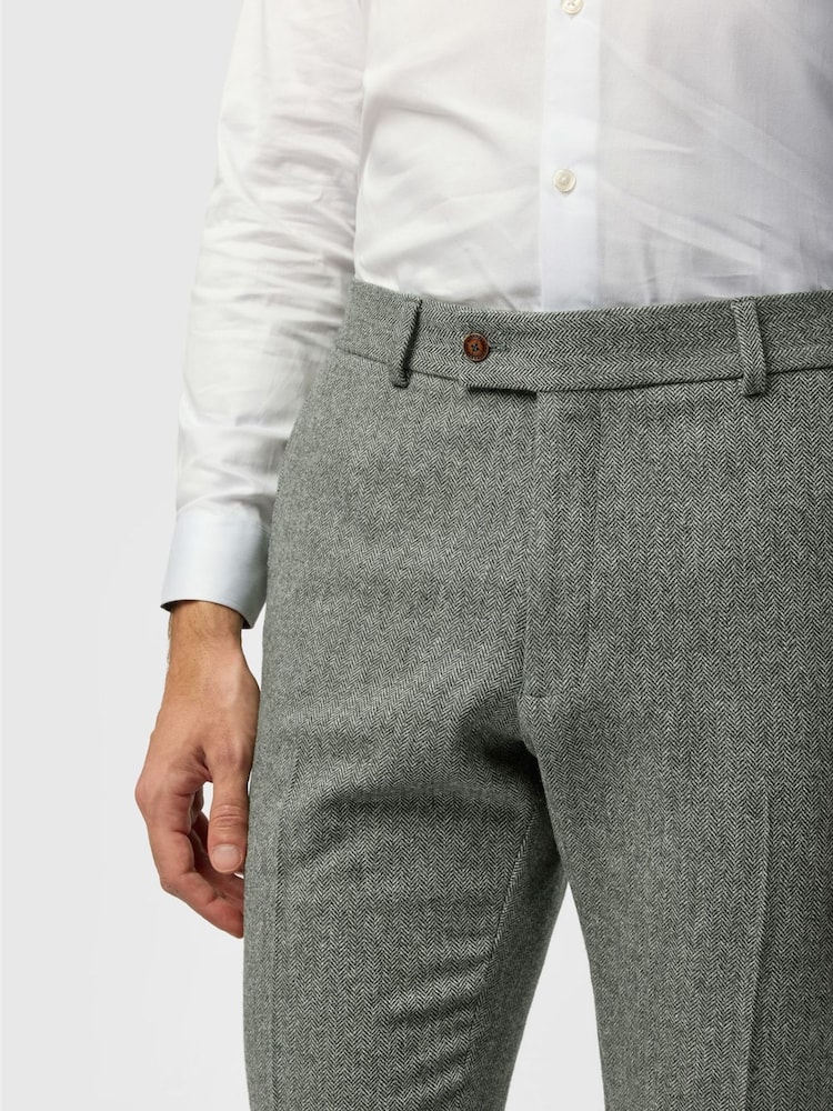 Antique Rogue Grey Herringbone Tweed Trousers - Image 2 of 2 Antique Rogue Grey Herringbone Tweed Trousers - Image 2 of 2