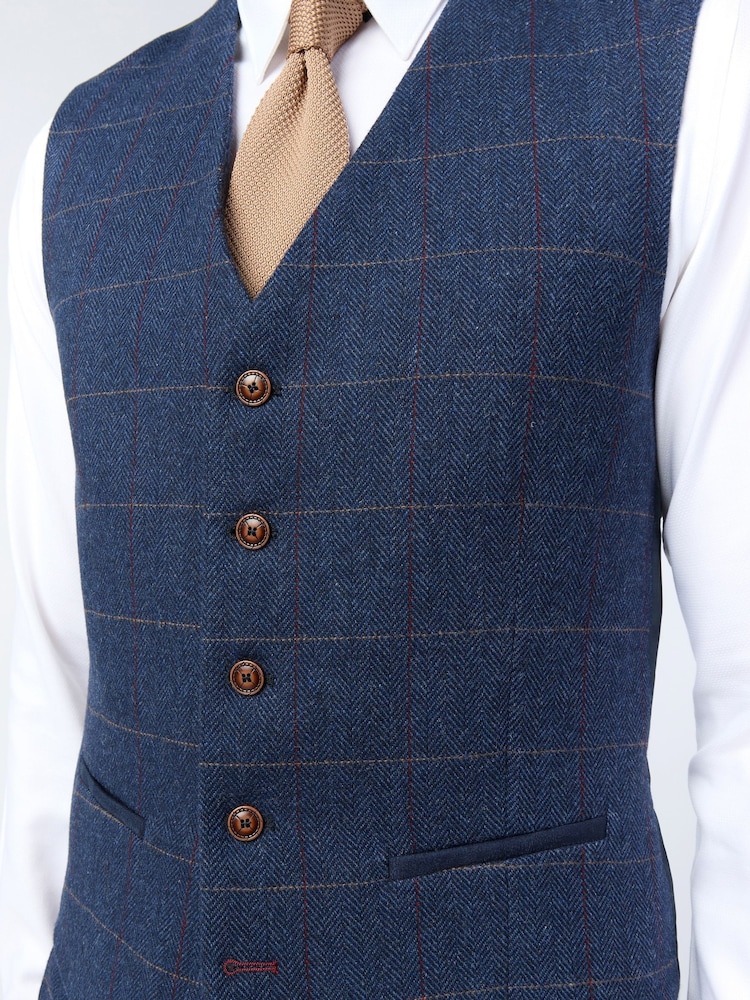 Antique Rogue Blue Ezra Check Waistcoat - Image 2 of 2 Antique Rogue Blue Ezra Check Waistcoat - Image 2 of 2