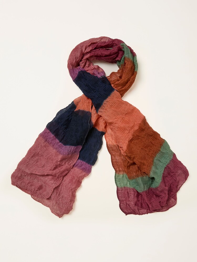 FatFace Multi Colour Block Crinkle Lightweight Scarf - Image 1 of 2 FatFace Multi Colour Block Crinkle Lightweight Scarf - Image 1 of 2