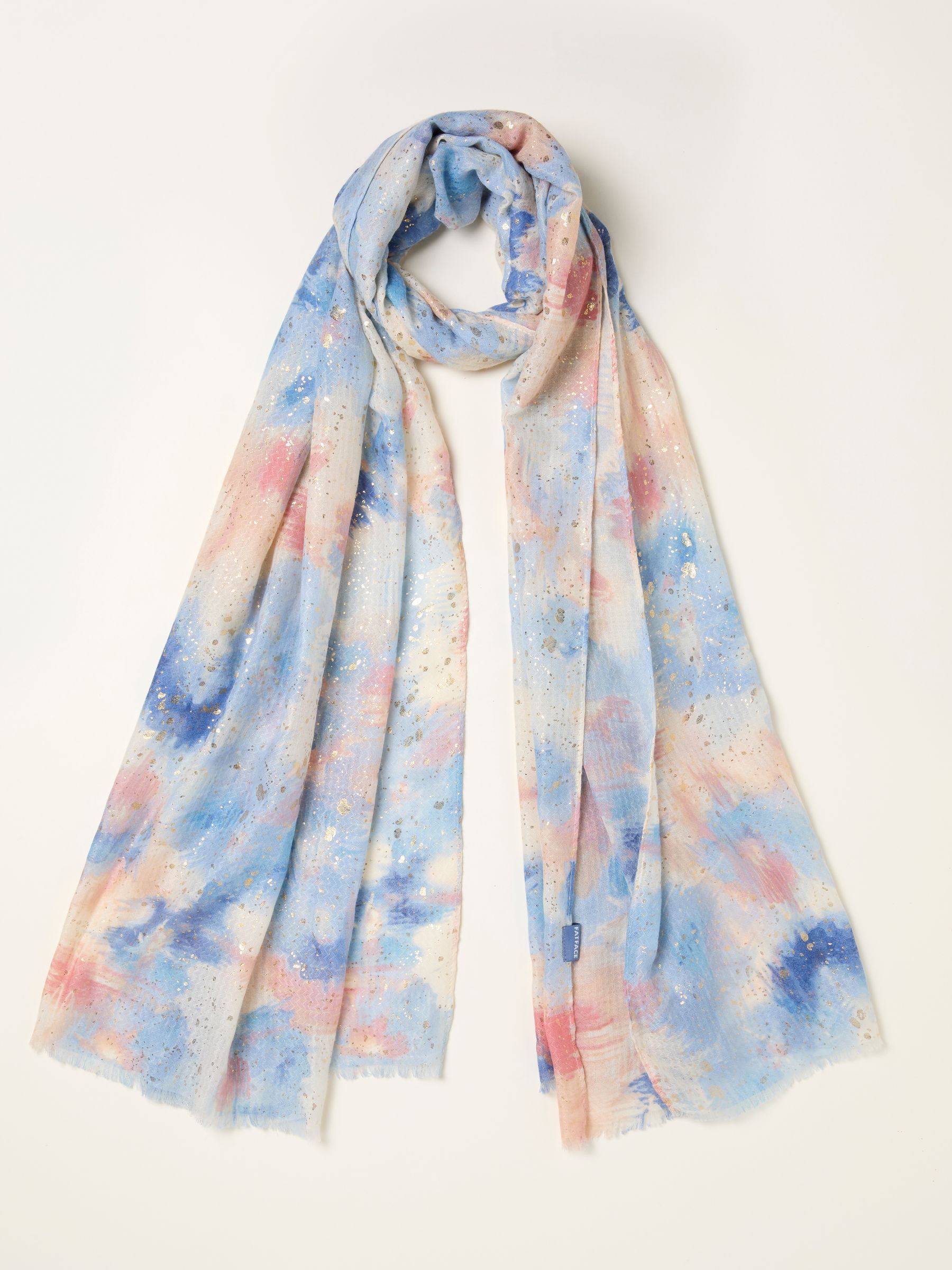 Fat Face Women's Scarf - Blue - Abstract Foil Print