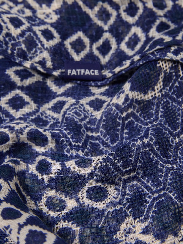 FatFace Navy Blue Geometric Textured Scarf - Image 2 of 2