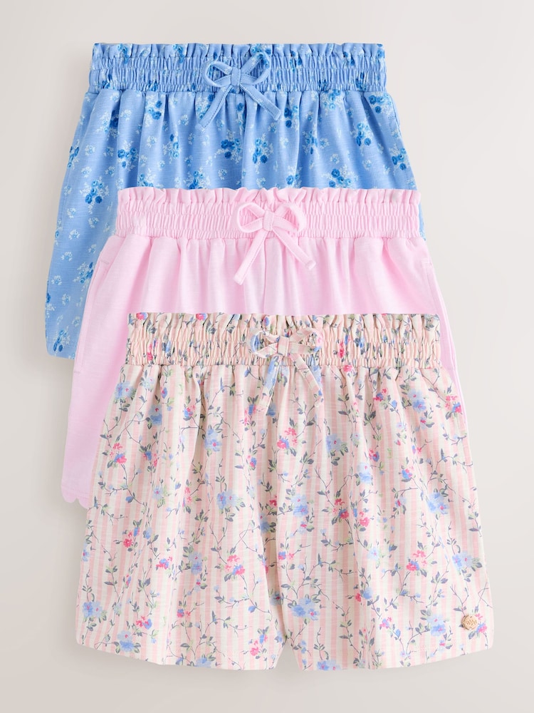 Laura Ashley Pink/Blue Jersey Shorts 3 Pack - Image 1 of 13