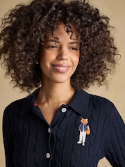 Joules Cotton Collared Cable Knit Cardigan - صورة 3 من 7