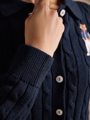 Joules Cotton Collared Cable Knit Cardigan - صورة 4 من 7