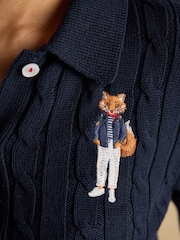 Joules Cotton Collared Cable Knit Cardigan - صورة 6 من 7