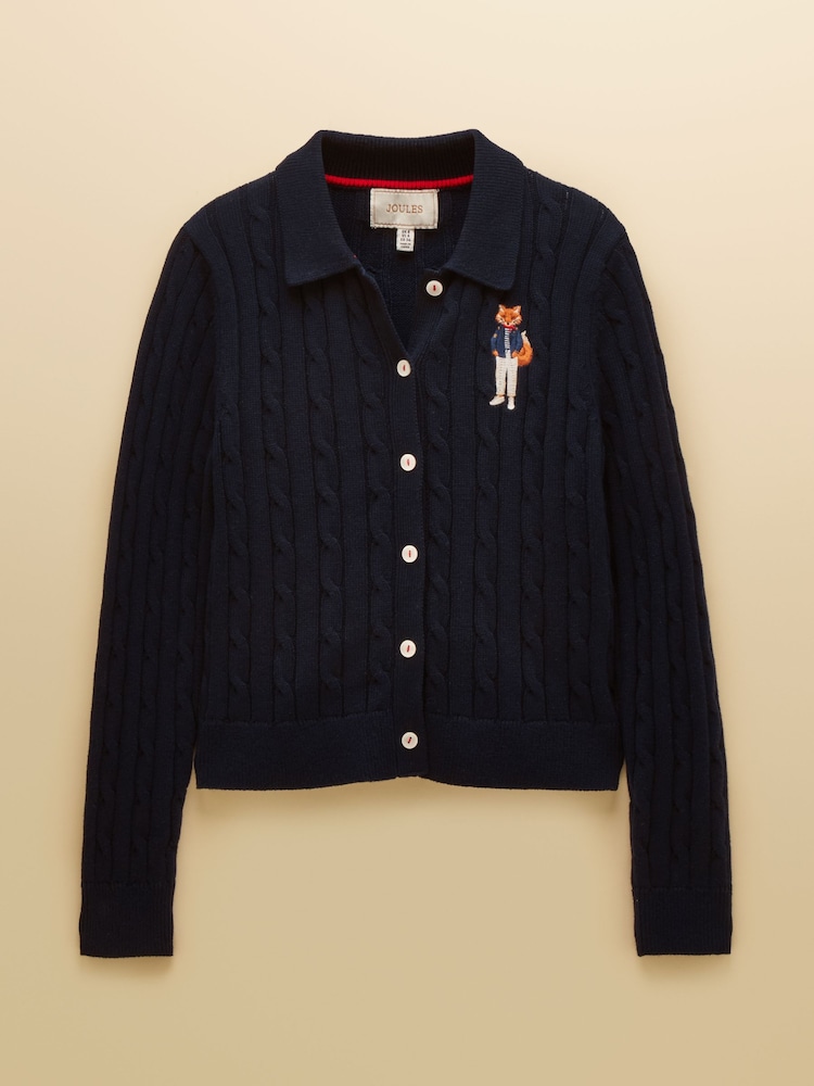 Joules Cotton Collared Cable Knit Cardigan - صورة 7 من 7