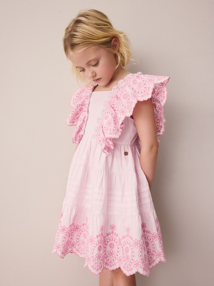 Laura Ashley Broderie Tiered Dress - Imaginea 1 din 8