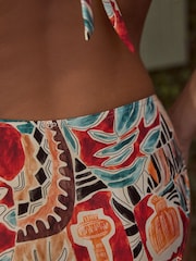 Rust/Black Aztec High Leg Bikini Bottoms - Image 3 of 7