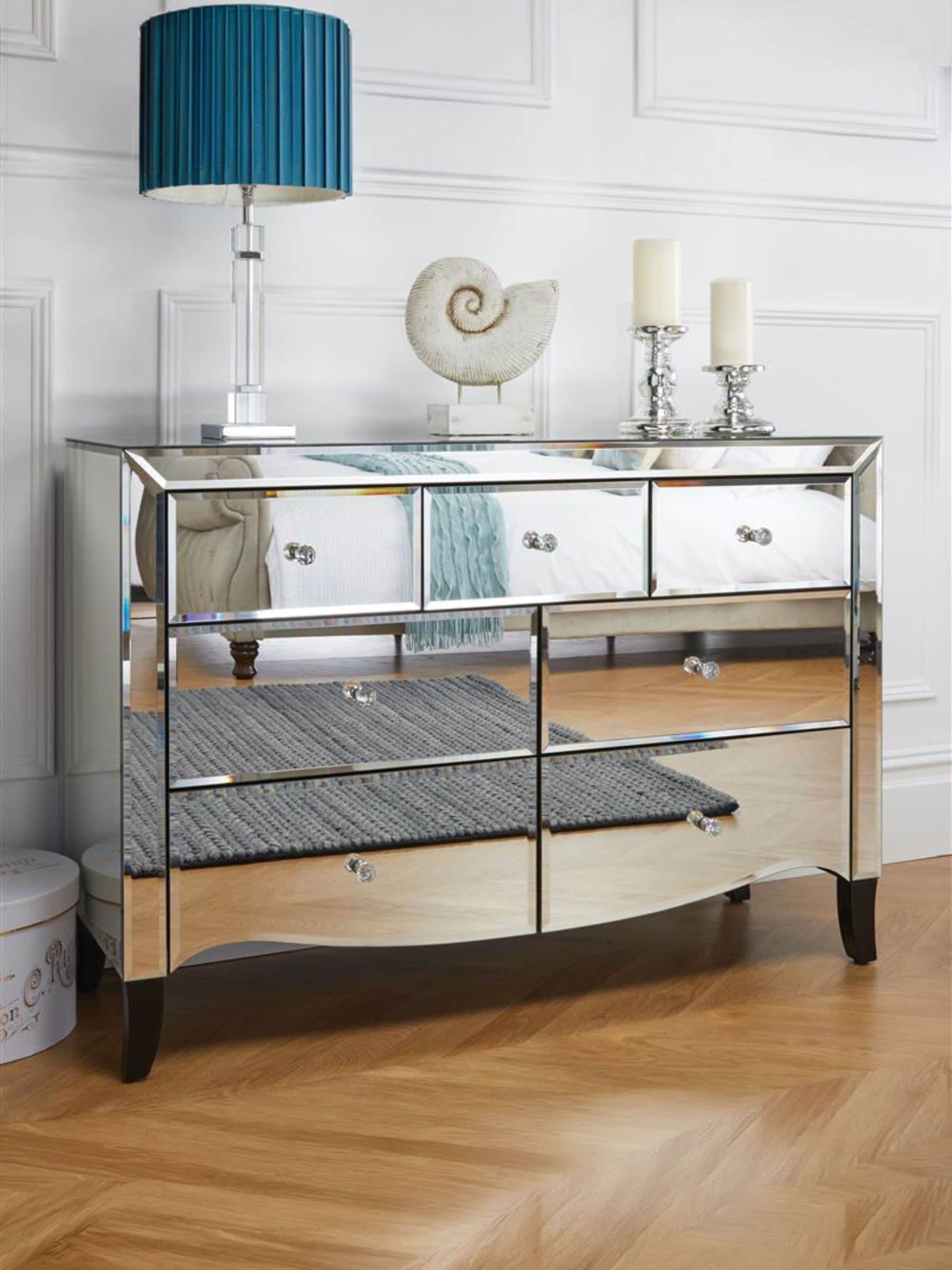 Birlea Palermo 3 Over 4 Chest Mirrored in Silver - Image 4