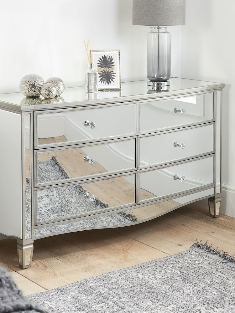 Birlea Mirrored Elysee 6 Drawer Wide Chest - Image 1 of 8