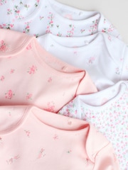 Pink 5 Pack Long Sleeve Baby Bodysuit - Image 10 of 13