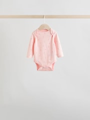 Pink 5 Pack Long Sleeve Baby Bodysuit - Image 2 of 13