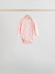 Pink 5 Pack Long Sleeve Baby Bodysuit - Image 5 of 13