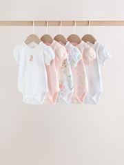 Pink Short Sleeve Baby Bodysuits 5 Pack - Image 1 of 11