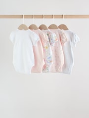 Pink Short Sleeve Baby Bodysuits 5 Pack - Image 2 of 11