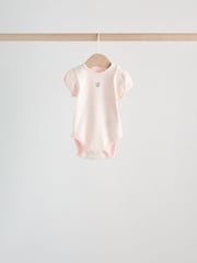 Pink Short Sleeve Baby Bodysuits 5 Pack - Image 4 of 11