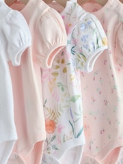 Pink Short Sleeve Baby Bodysuits 5 Pack - Image 9 of 11